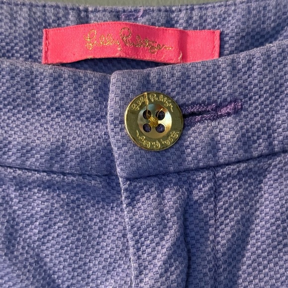 Lilly Pulitzer Callahan Shorts Women's Sz 4 Textured Purple Pockets Belt Loops - Picture 2 of 5